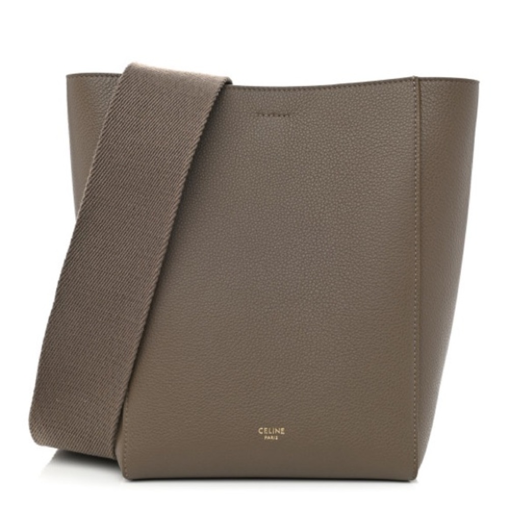 Celine Taupe Leather Small Seau Sangle Bucket Bag